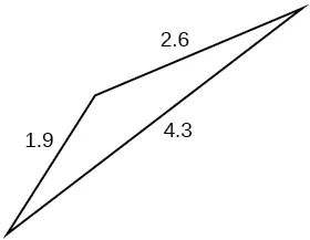 A triangle with sides 1.9, 2.6, and 4.3. Angles unknown.