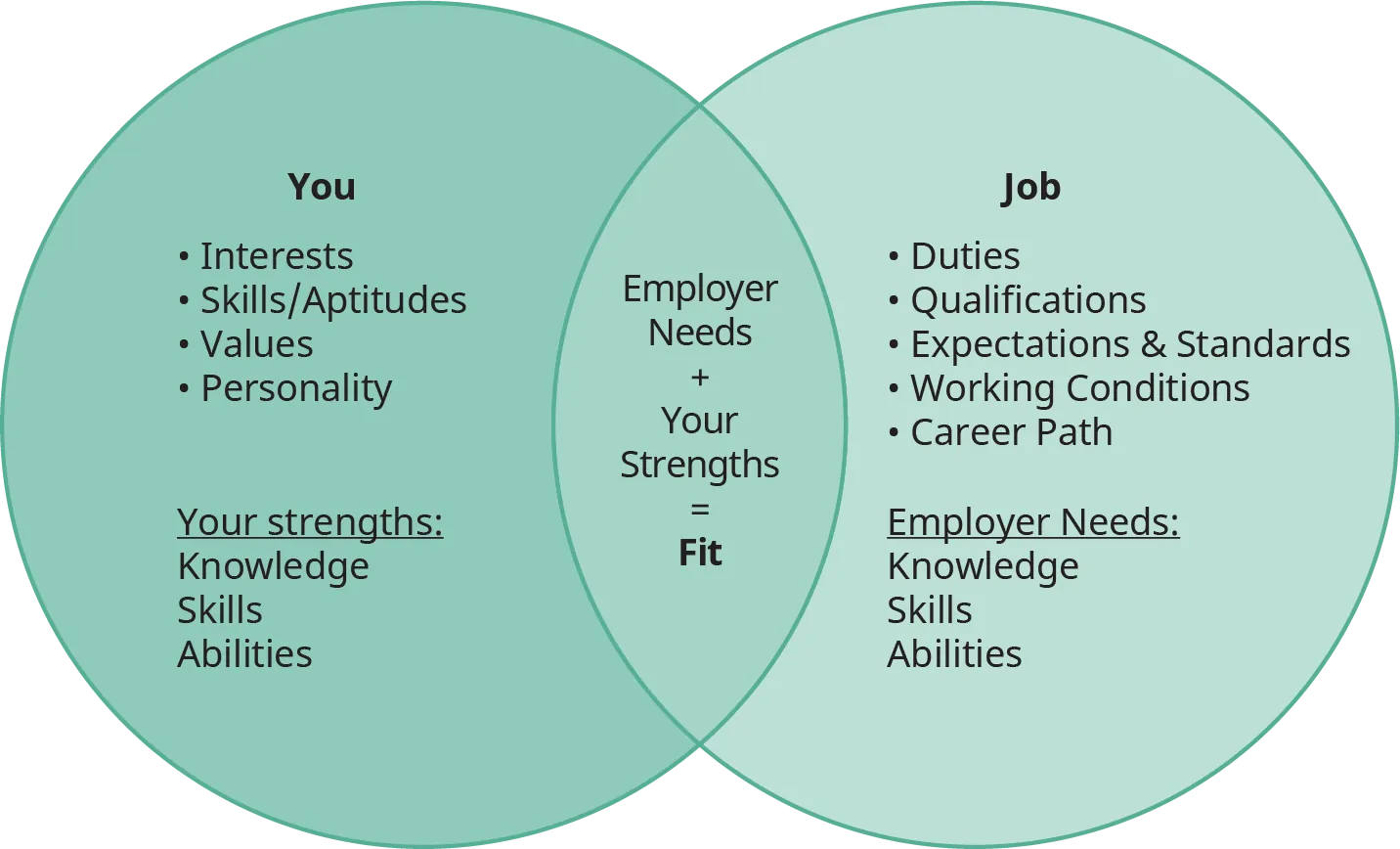 A Venn diagram shows the relationship between “You” and “Career Fitness.”