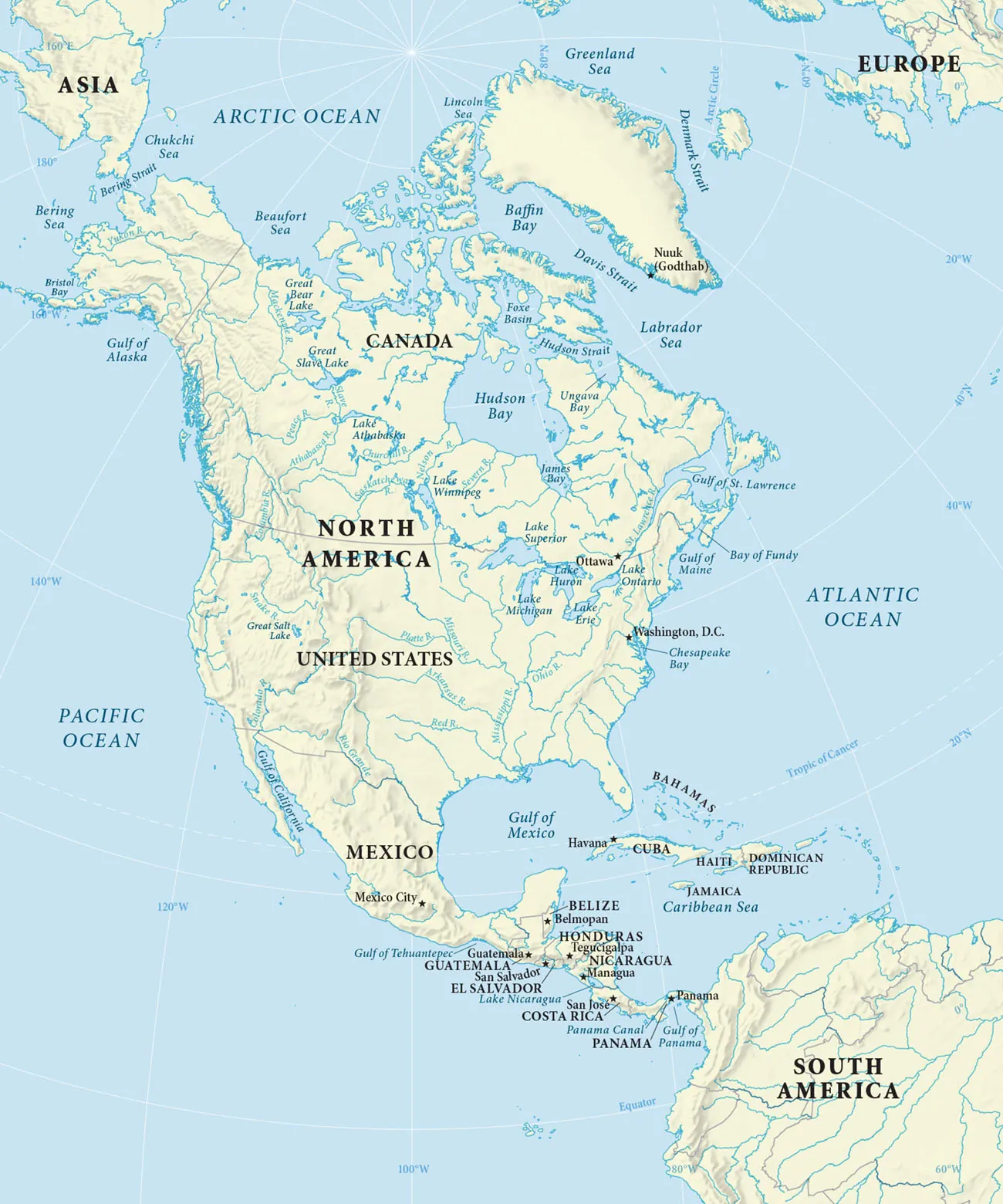 Map of the North American continent.