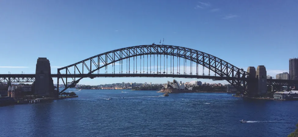This figure is a photo of the Sydney Harbor bridge in Sydney, Australia.