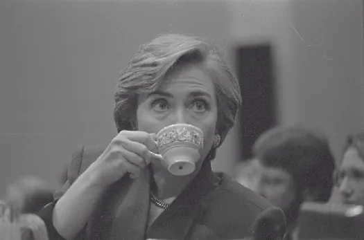 A photo of Hillary Clinton at a congressional hearing on health care reform in 1993.