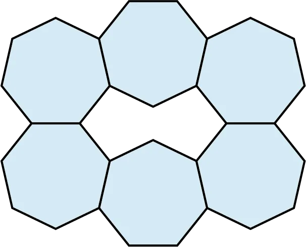 A tessellation pattern is made up of six heptagons.