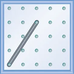 The figure shows a grid of evenly spaced dots. There are 5 rows and 5 columns. There is a rubber band style loop connecting the point in column 1 row 5 and the point in column 3 row 2.