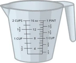 A measuring cup showing milliliters and ounces.