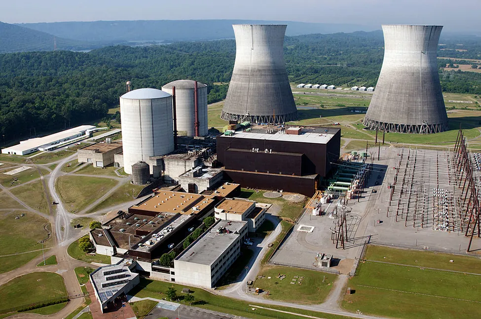 Una fotografía aérea de la central nuclear de Phillipsburg.