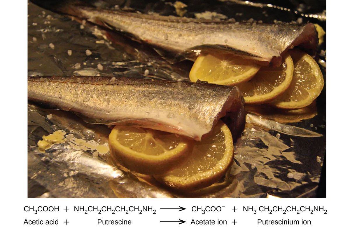 An image is shown of two fish with heads removed and skin on with lemon slices placed in the body cavity.
