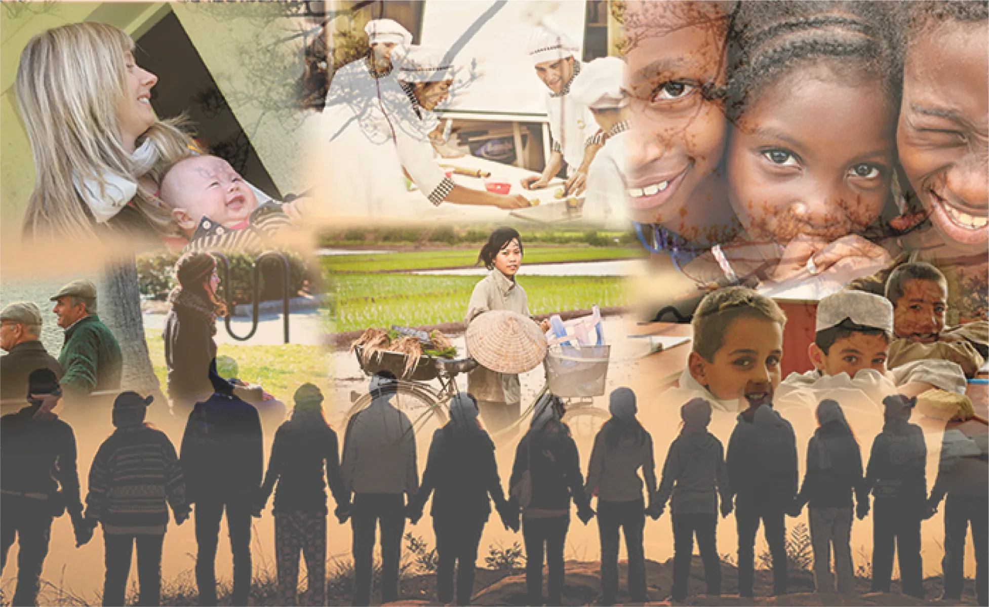 A collage shows several photographs of diverse peoples.