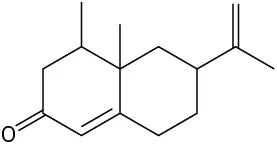 Two six membered rings fused together is shown. Both the rings have double bond, carbonyl group and a C H 3 group.