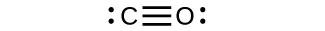 La estructura de la derecha de este par muestra un átomo de carbono con un par solitario de electrones unido con triple enlace a un oxígeno con un par solitario de electrones.
