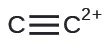 Una estructura de Lewis muestra dos átomos de carbono unidos con un triple enlace. A la derecha del segundo carbono se encuentra un 2 con signo positivo en superíndice.