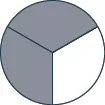 A circle divided into three sections, two of which are shaded.