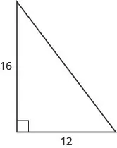 The figure is a right triangle with sides 16 units and 12 units.
