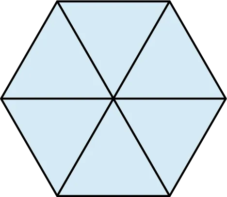 A hexagon is made up of six equilateral triangles.