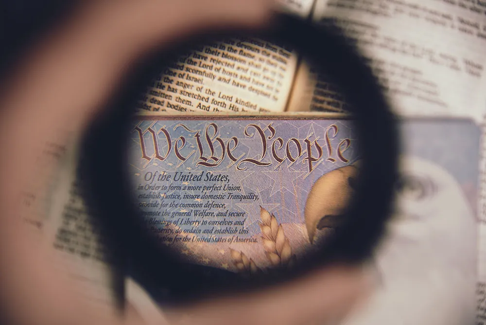 An image of the text of the US Constitution.