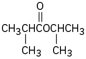 The structure shows an ester with seven carbon atoms. An isopropyl group is attached to the carbonyl carbon and another isopropyl group is attached to the ester oxygen.