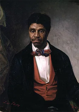A portrait of Dred Scott is shown.