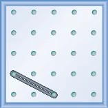 The figure shows a grid of evenly spaced dots. There are 5 rows and 5 columns. There is a rubber band style loop connecting the point in column 1 row 4 and the point in column 3 row 5.