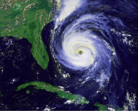 Imagen de satélite de un huracán.
