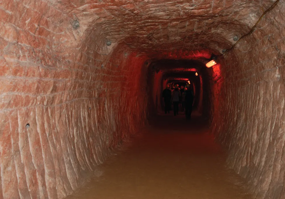 A photograph of a mine shaft is shown.