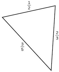 A triangle with sides 1/2, 2/3, and 3/5. Angles unknown.