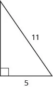 The figure is a right triangle with sides that are 5 units and 11 units.
