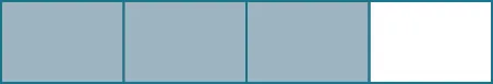 A rectangle made up of four squares in a row. The first three squares are shaded.