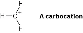 A chemical structure of a carbocation featuring a carbon atom with a positive charge bonded to three hydrogen atoms.