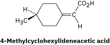 The wedge-dash structure of 4-methylcyclohexylideneacetic acid.