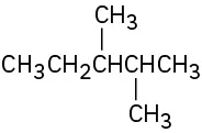 The molecular structure of 2,3-dimethylpentane featuring a five-carbon chain.