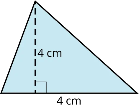 A triangle with its base marked 4 centimeters and height marked 4 centimeters.