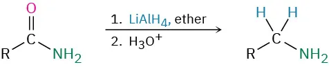Reduction of amides to amines using lithium aluminum hydride in ether followed by treatment with acid.