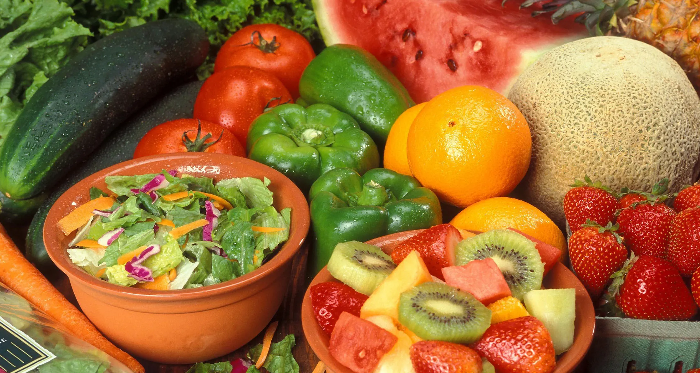Various fruits, vegetables, and nuts