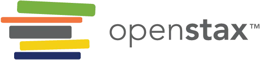 Logo of OpenStax with a stack of five horizontal, colorful bars in green, orange, gray, yellow, and blue on the left and the text "openstax" on the right.