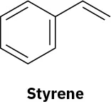 Styrene has a benzene ring. C 1 attached to an ethene group.