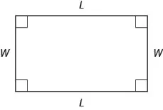 A rectangle with sides marked W and L.