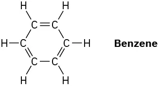 The line-bond structure of benzene.