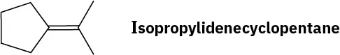 The structure of isopropylidenecyclopentane. It is an isocyclopentane with a double bond between C 1 of cyclopentane and C 2 of the propyl group.