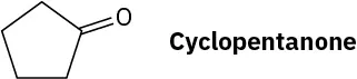 The structure of cyclopentanone.