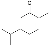 The structure shows cyclohexanone ring with a methyl group at the second carbon, a tert-butyl group at the fifth carbon, and a double bond between second and third.