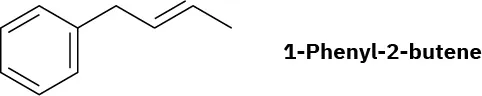 The structure of 1-phenyl-2-butene.
