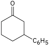 The structure of 3-phenylcyclohexanone shows a phenyl group attached to the third carbon of the cyclohexanone ring.