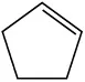 A chemical structure of cyclopentene.