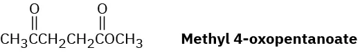 Structure of methyl 4-oxopentanoate, a five-carbon methyl ester with a ketone at C 4.