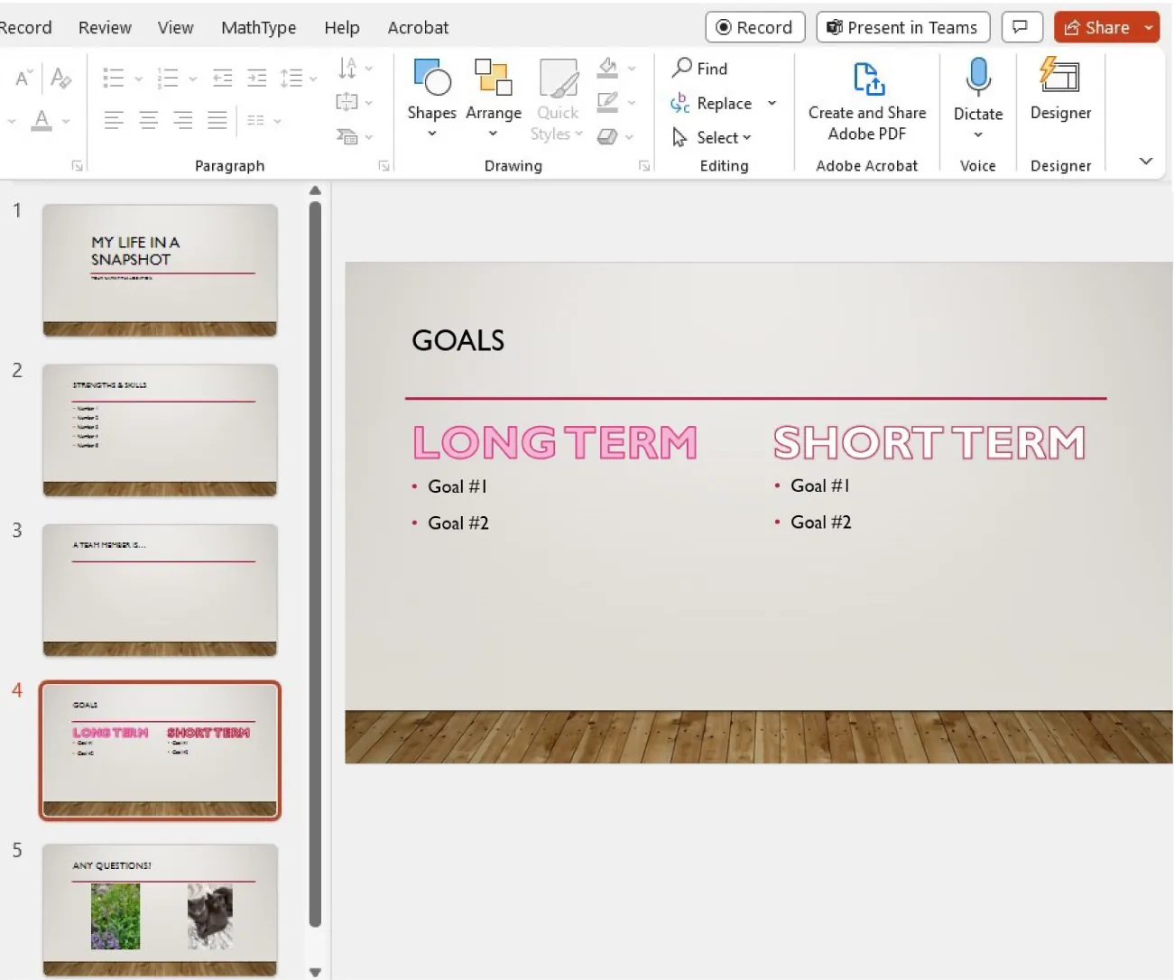 In the slide, two headers are displayed in two different styles (one is pink filled, outlined in dark pink and the other is white filled, outlined in dark pink).