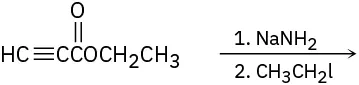 A C5 keto substituted alkyne reacts with sodium amide and ethyl iodide.