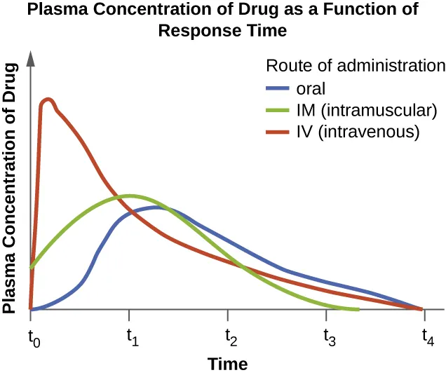 Plasma Concentration of a Drug graph. Description below.