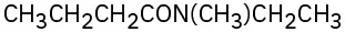 The structure of N-ethyl-N-methylbutanamide shows a four-carbon chain, C 1 of which is a carbonyl group to which a methyl and ethyl substituted nitrogen is attached.