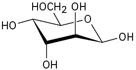 The structure of beta-D-altropyranose.