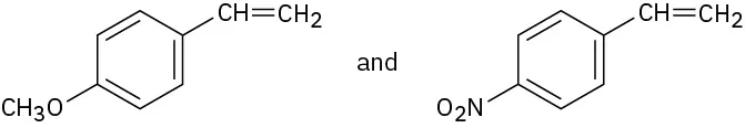 Methoxy benzene with ethene group at the para position and nitrobenzene with an ethene at the para position.