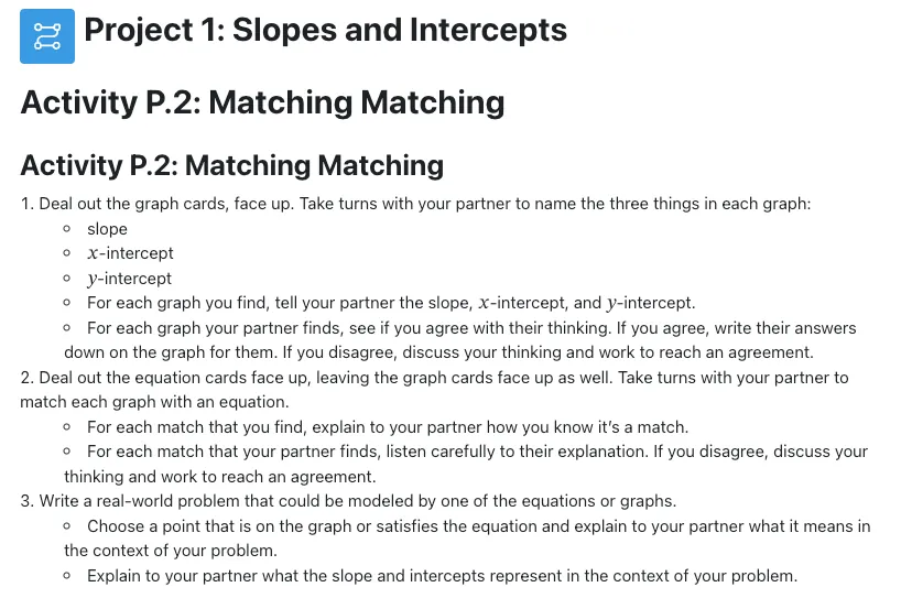 A screenshot from the curriculum showing an alternative form of assessment for the state standard using a culminating project.